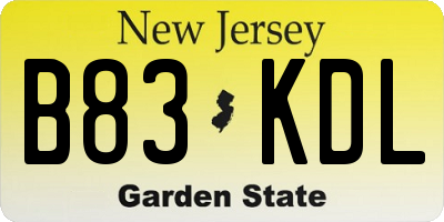 NJ license plate B83KDL