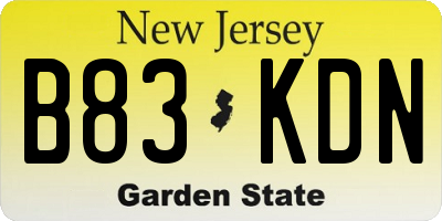 NJ license plate B83KDN