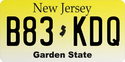 NJ license plate B83KDQ