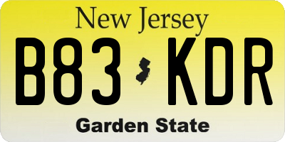 NJ license plate B83KDR