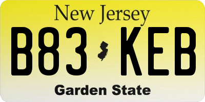 NJ license plate B83KEB
