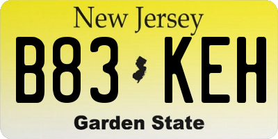 NJ license plate B83KEH