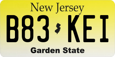 NJ license plate B83KEI