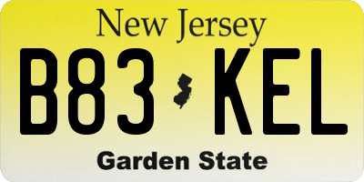 NJ license plate B83KEL