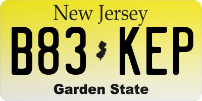 NJ license plate B83KEP