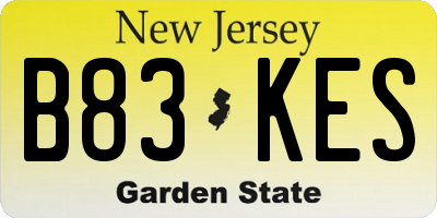 NJ license plate B83KES
