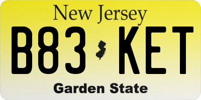 NJ license plate B83KET