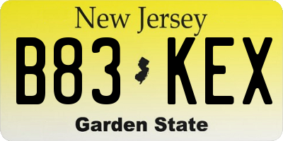 NJ license plate B83KEX