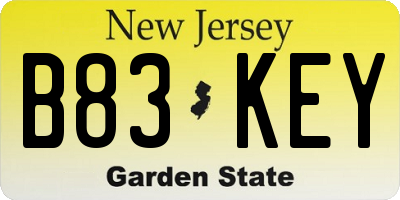 NJ license plate B83KEY