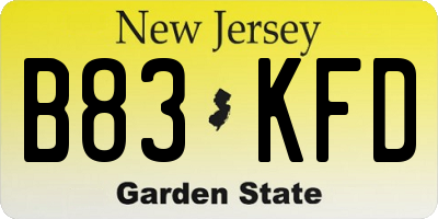NJ license plate B83KFD