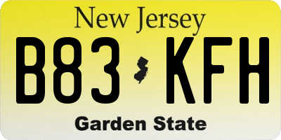 NJ license plate B83KFH