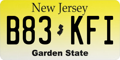 NJ license plate B83KFI