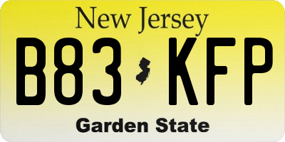 NJ license plate B83KFP