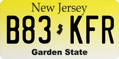 NJ license plate B83KFR