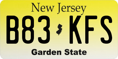 NJ license plate B83KFS