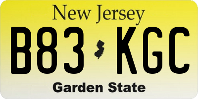 NJ license plate B83KGC