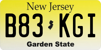 NJ license plate B83KGI
