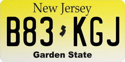 NJ license plate B83KGJ
