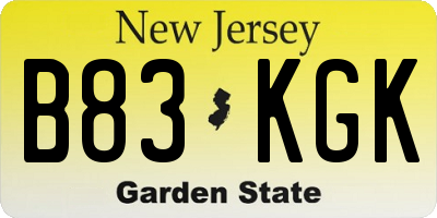 NJ license plate B83KGK