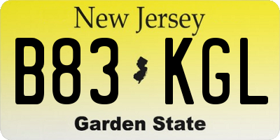 NJ license plate B83KGL