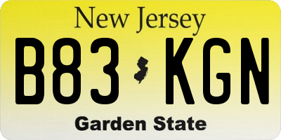 NJ license plate B83KGN