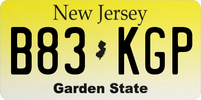 NJ license plate B83KGP