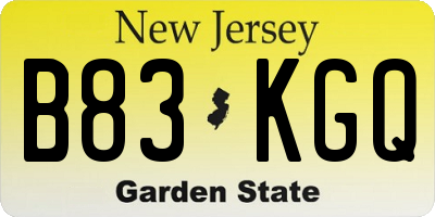 NJ license plate B83KGQ