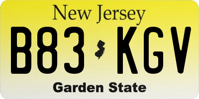 NJ license plate B83KGV