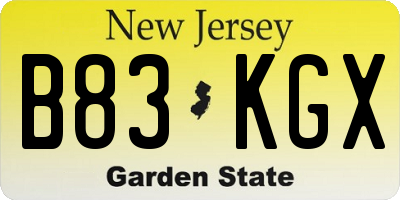NJ license plate B83KGX