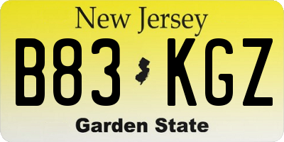 NJ license plate B83KGZ