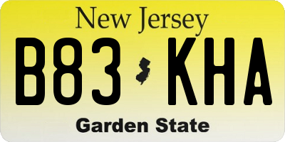 NJ license plate B83KHA