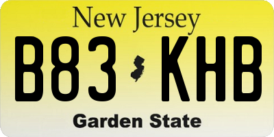 NJ license plate B83KHB