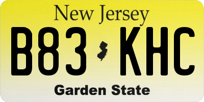 NJ license plate B83KHC