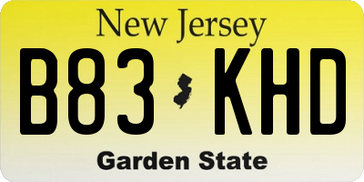 NJ license plate B83KHD