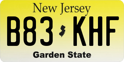 NJ license plate B83KHF