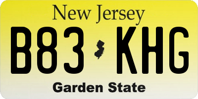 NJ license plate B83KHG
