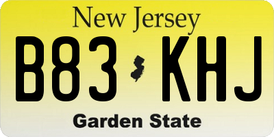NJ license plate B83KHJ