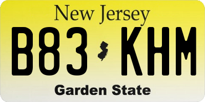 NJ license plate B83KHM