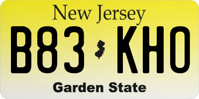 NJ license plate B83KHO