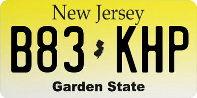 NJ license plate B83KHP