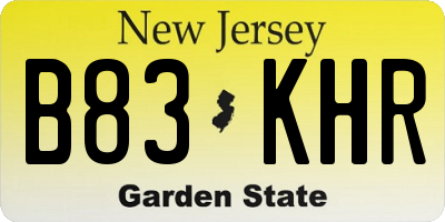 NJ license plate B83KHR