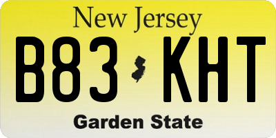 NJ license plate B83KHT