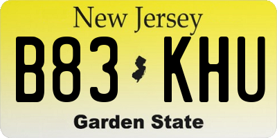 NJ license plate B83KHU