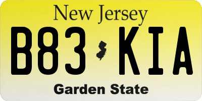 NJ license plate B83KIA