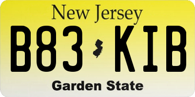 NJ license plate B83KIB