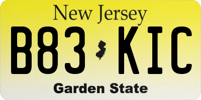 NJ license plate B83KIC