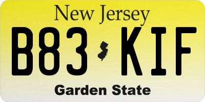 NJ license plate B83KIF