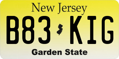 NJ license plate B83KIG