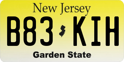 NJ license plate B83KIH