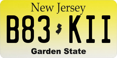 NJ license plate B83KII